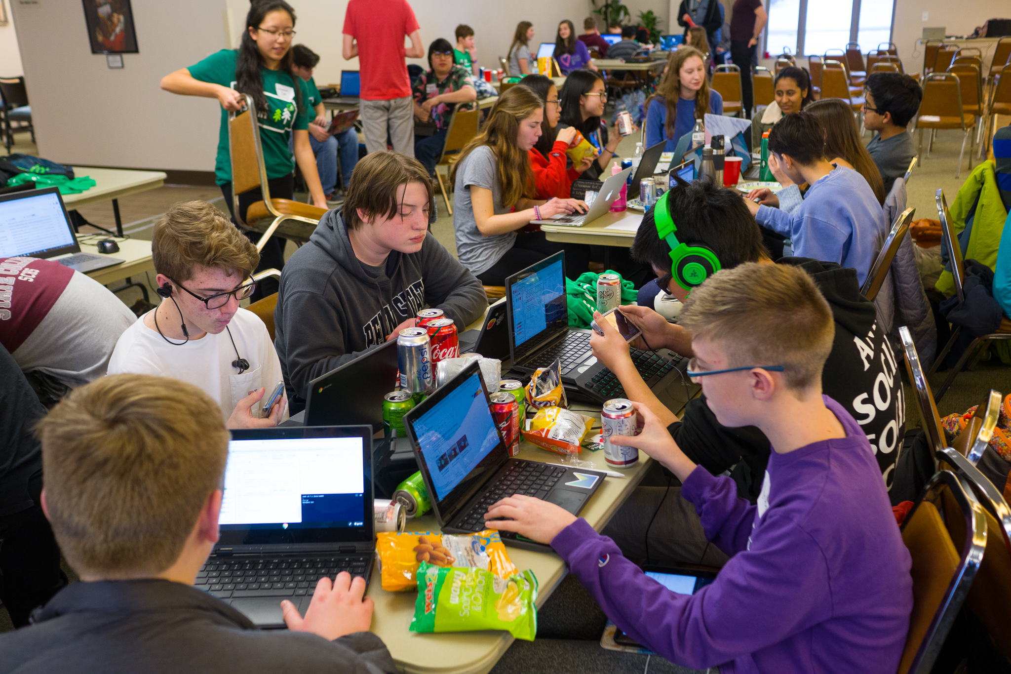 Students working