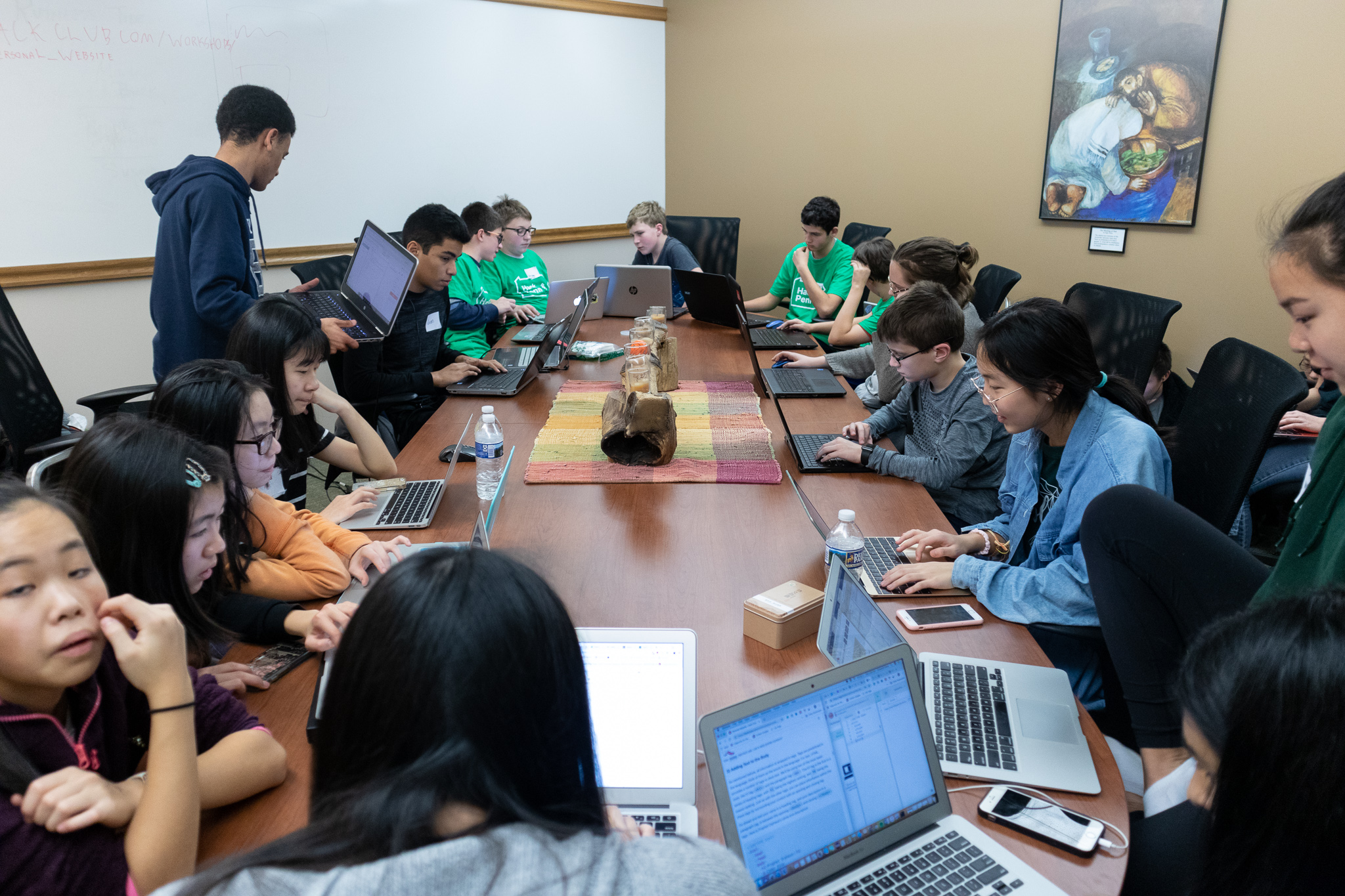 Students at the website workshop